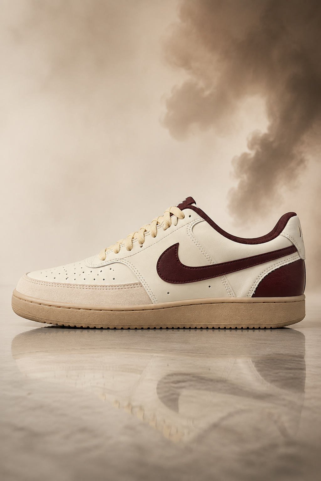 Nike Court Vision Low Men's Shoes – Sail / Burgundy Crush / Light Khaki
