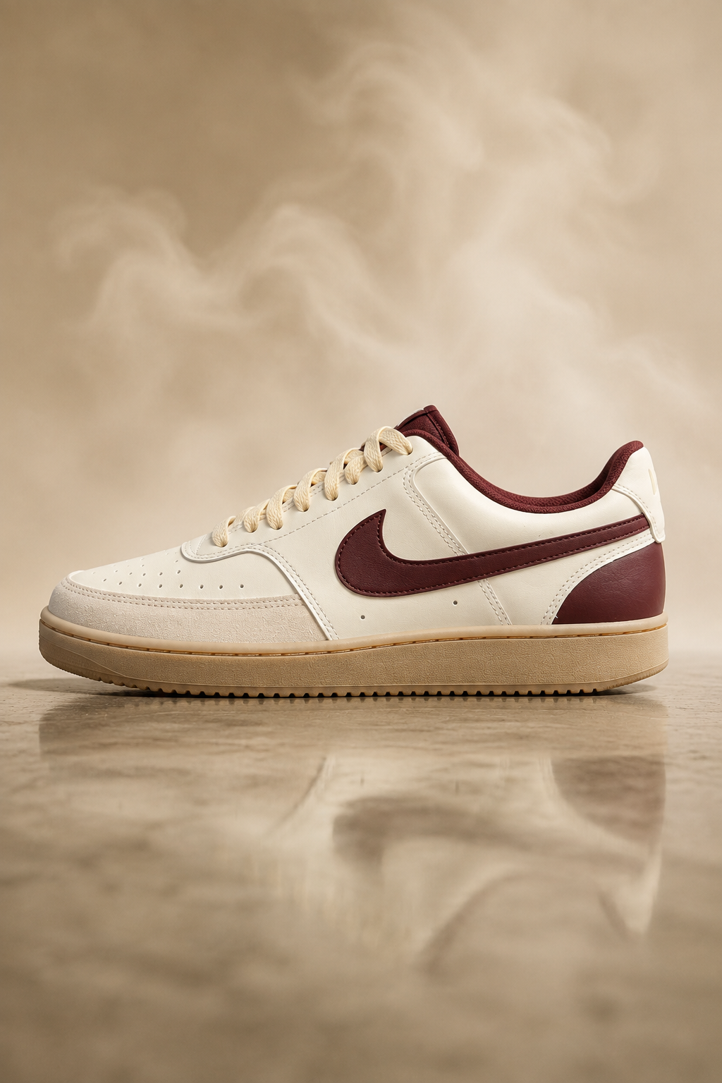 Nike Court Vision Low Men's Shoes – Sail / Burgundy Crush / Light Khaki