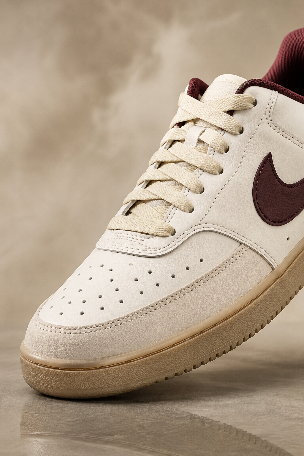 Nike Court Vision Low Men's Shoes – Sail / Burgundy Crush / Light Khaki